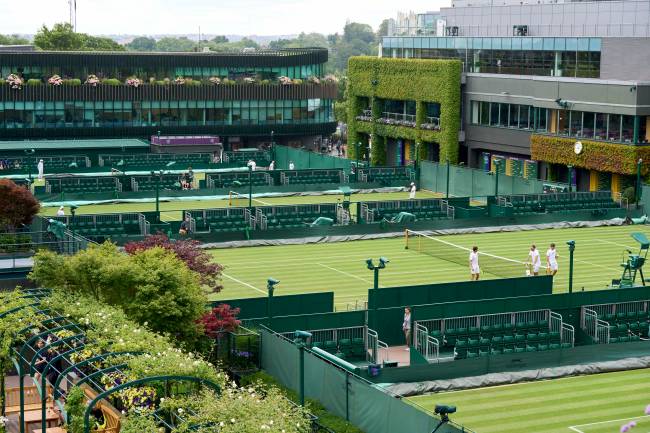 Previews: The Championships – Wimbledon 2025 LONDON, ENGLAND - JUNE 26: General view of Courts 14 through 17 before The Championships - Wimbledon 2025 at All England Lawn Tennis and Croquet Club on June 26, 2025 in London, England. (Photo by Peter van den Berg/ISI Photos/ISI Photos via Getty Images)