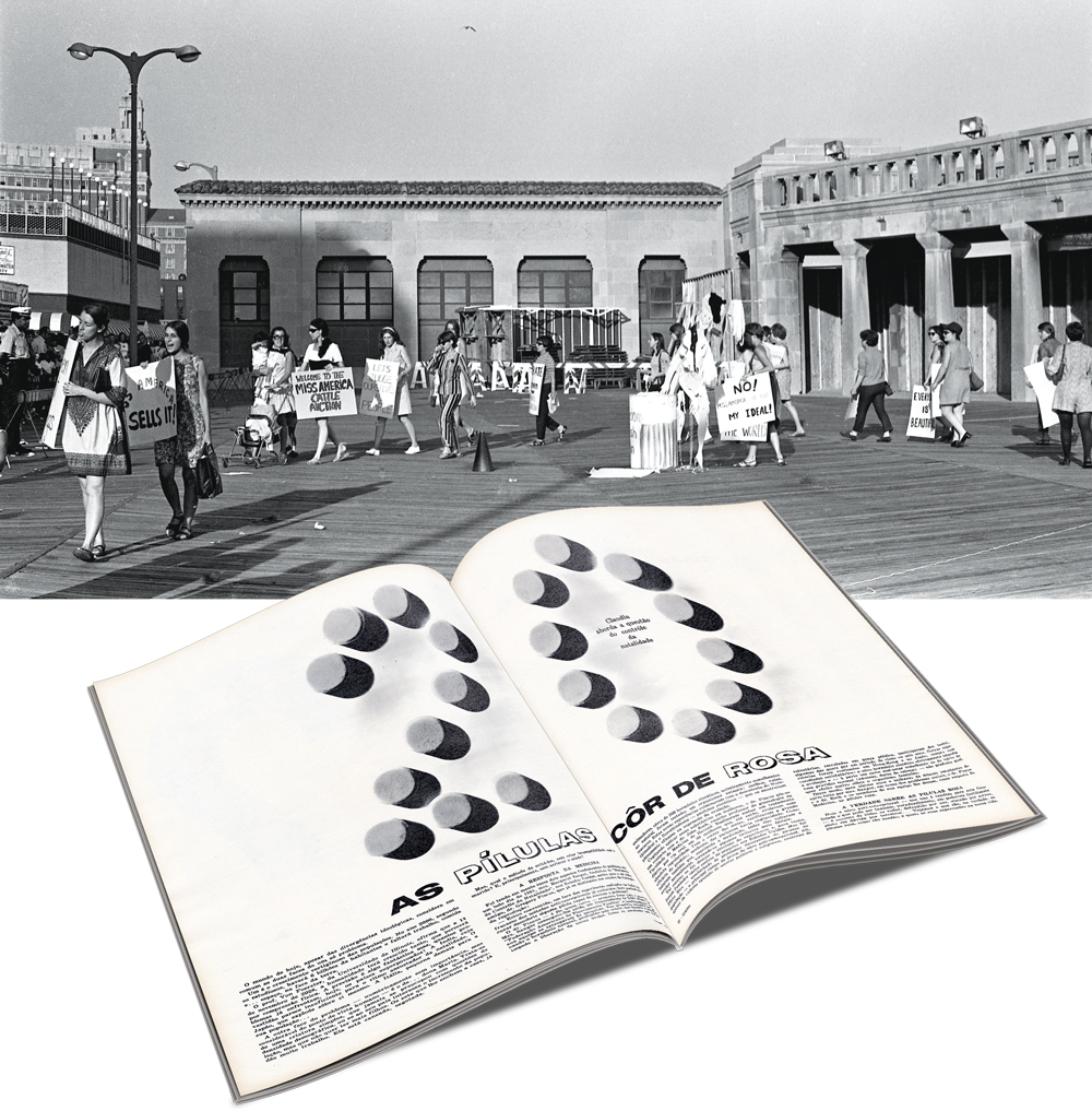 PROTESTO - Passeata pelos direitos das mulheres, no fim dos anos 1960, e uma reportagem sobre a chegada da p&iacute;lula: voz das ruas