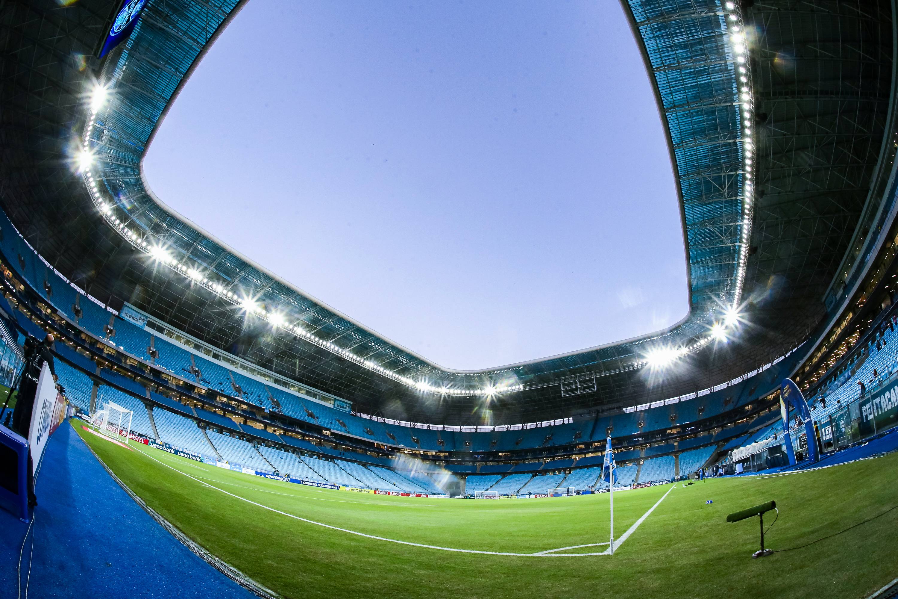 PORTO ALEGRE, BRAZIL - MAY 13: General view inside the stadium prior to a Copa CONMEBOL Sudamericana 2025 match between Gremio and Godoy Cruz at Arena do Gremio on May 13, 2025 in Porto Alegre, Brazil. (Photo by Pedro H. Tesch/Getty Images)