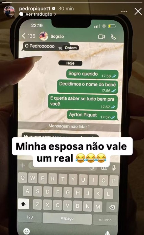 post-pedro piquet Post de Pedro Piquet com deboche sobre rivalidade entre o pai e Ayrton Senna