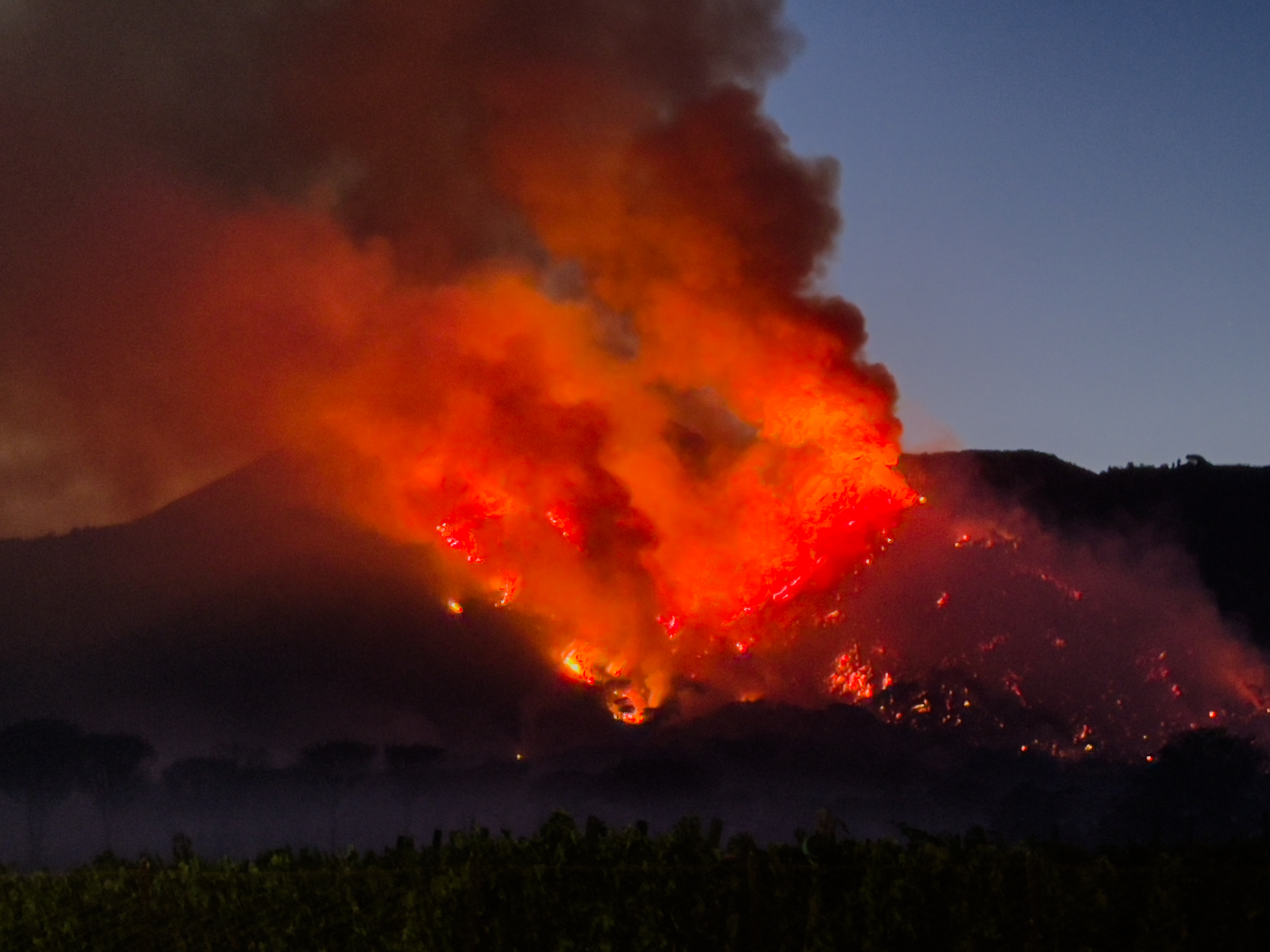 Grande incêndio florestal fecha trilhas turísticas no monte Vesúvio, na Itália; veja vídeos