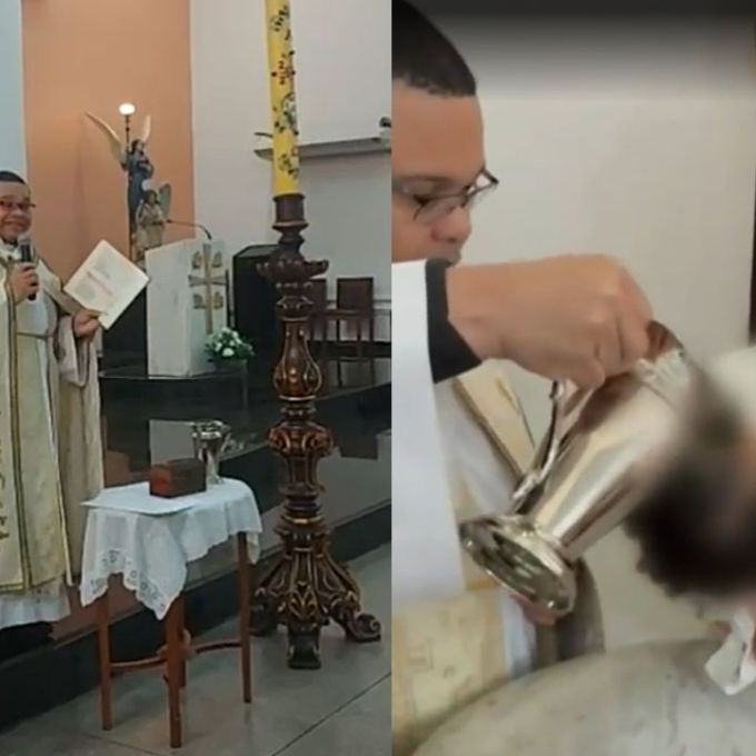 Padre é acusado de evitar falar nome de bebê durante batismo; veja vídeo