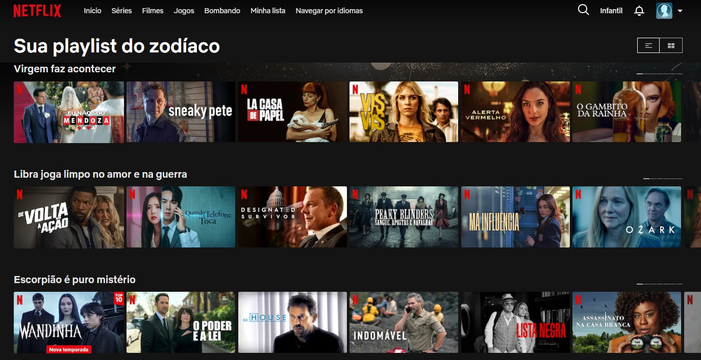 A Playlist do Zod&iacute;aco, da Netflix