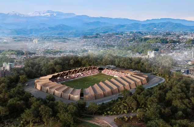 Clube japonês divulga projeto de estádio inteiro de madeira; confira imagens