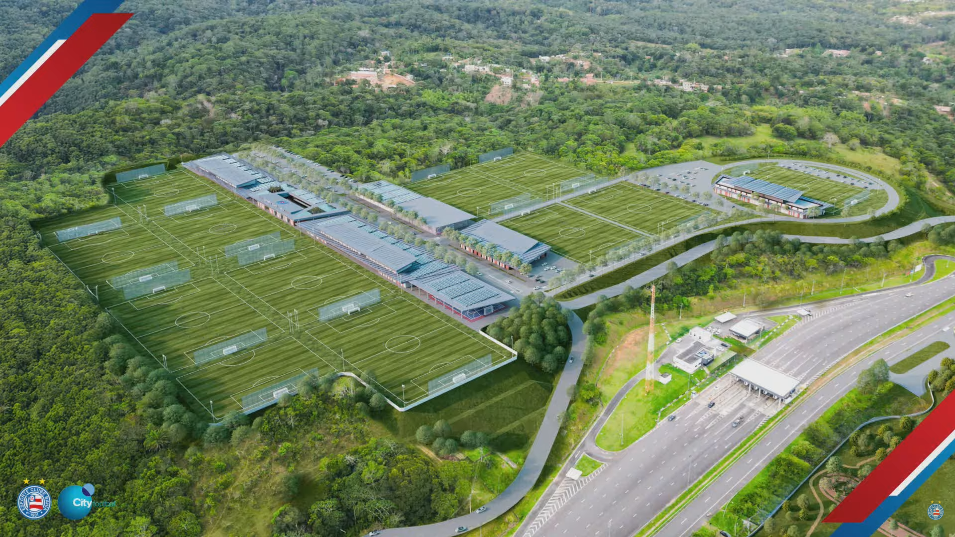 Novo CT do Bahia terá hotel, miniestádio e 12 campos de futebol; confira imagens