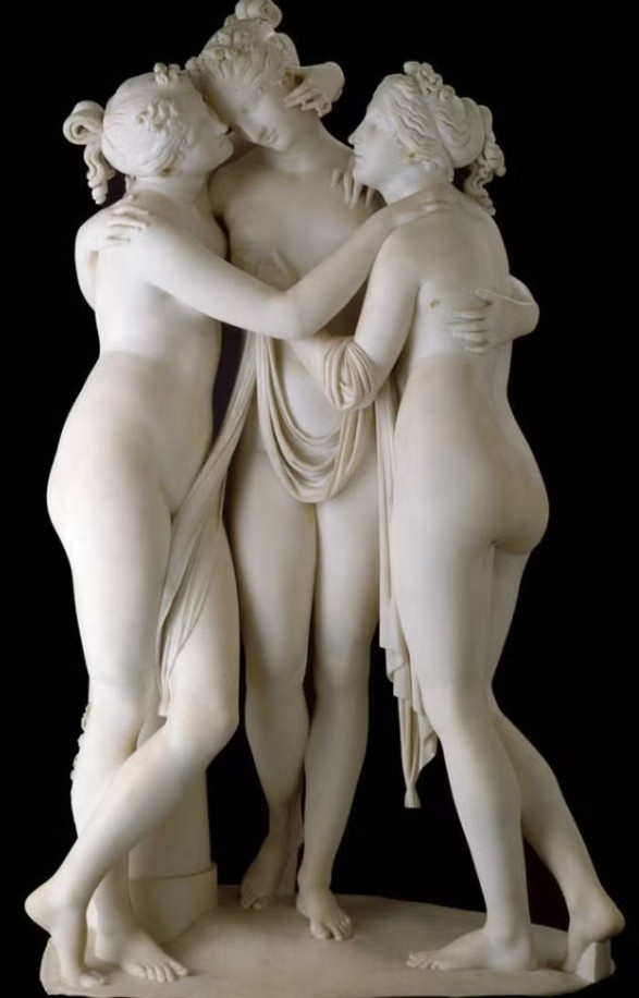 Escultura das Três Graças no no museu Victoria and Albert, em Londres