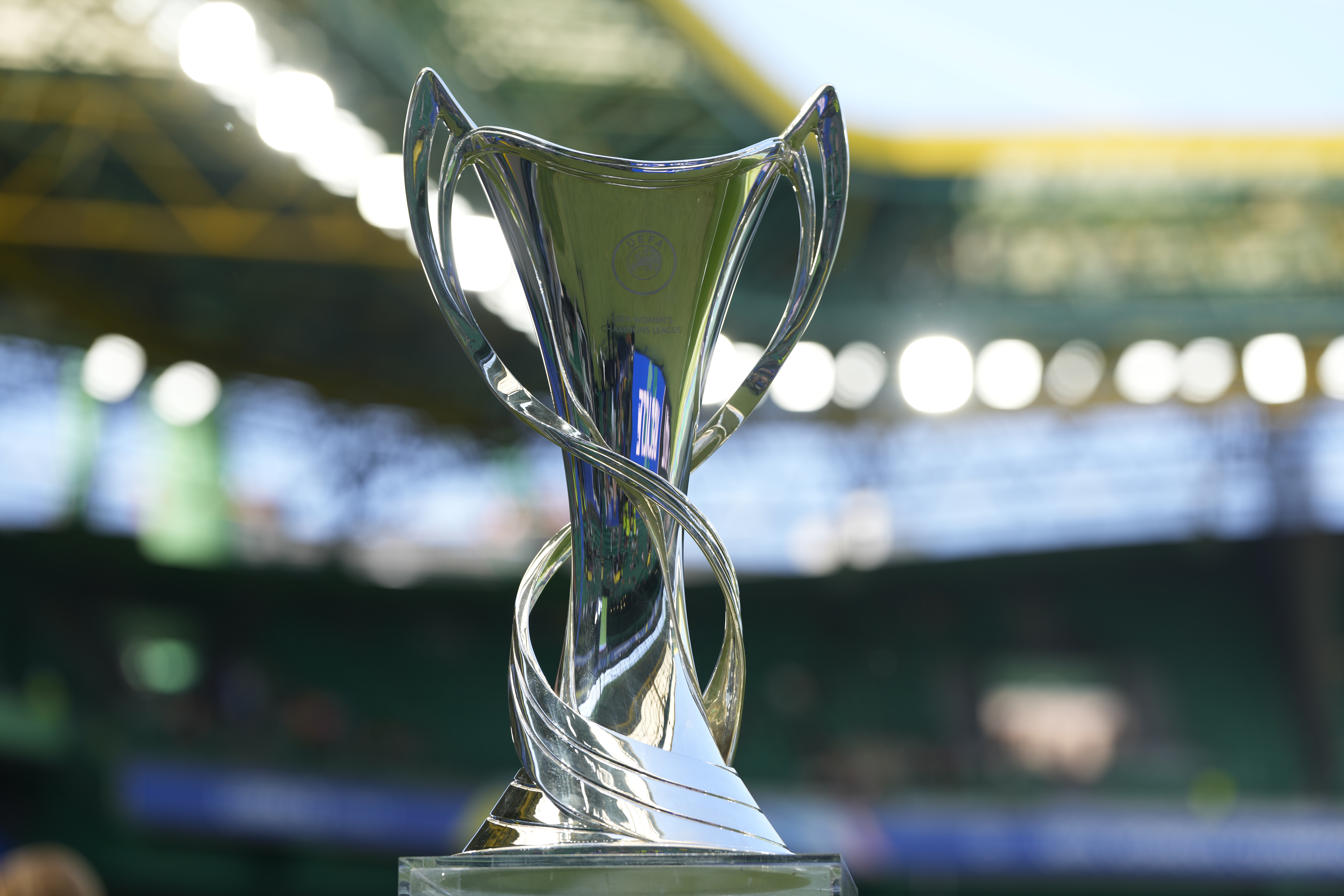 LISBON, PORTUGAL - MAY 24: The trophy is seen before the UEFA Women's Champions League final match between FC Barcelona v Arsenal WFC at Estadio Jose Alvalade on May 24, 2025 in Lisbon, Portugal. (Photo by Jose Hernandez/Anadolu via Getty Images)
