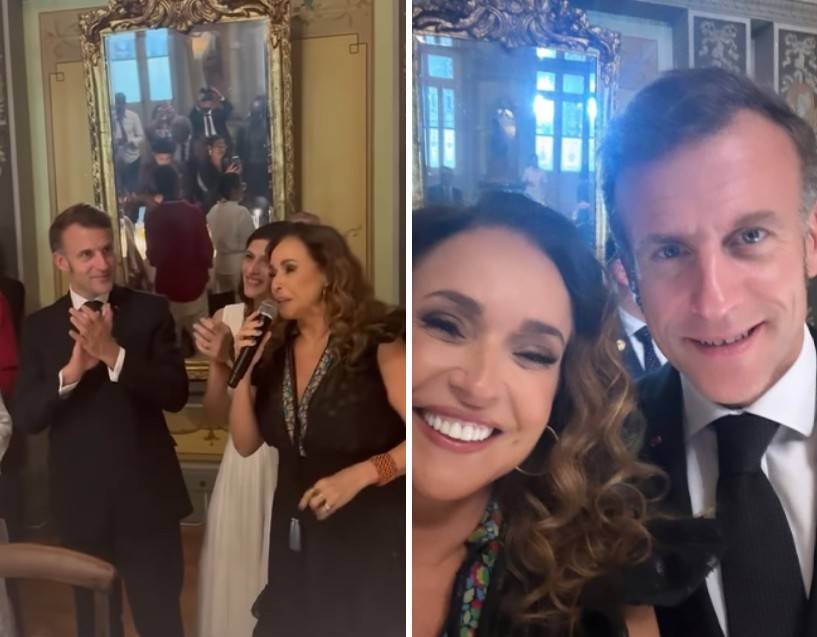 Encontro de Daniela Mercury com Emmanuel Macron em Salvador (BA)