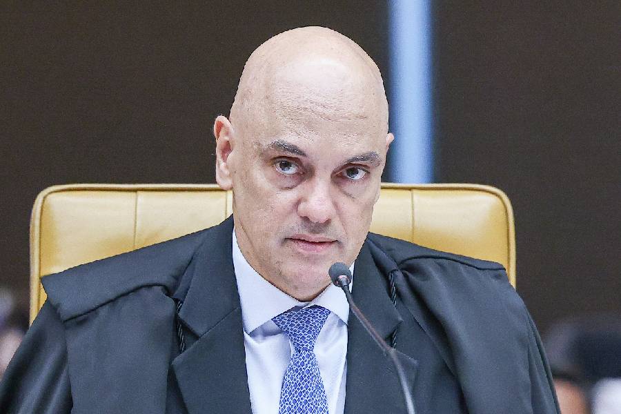 O ministro Alexandre de Moraes durante sessão do Supremo Tribunal Federal (STF)