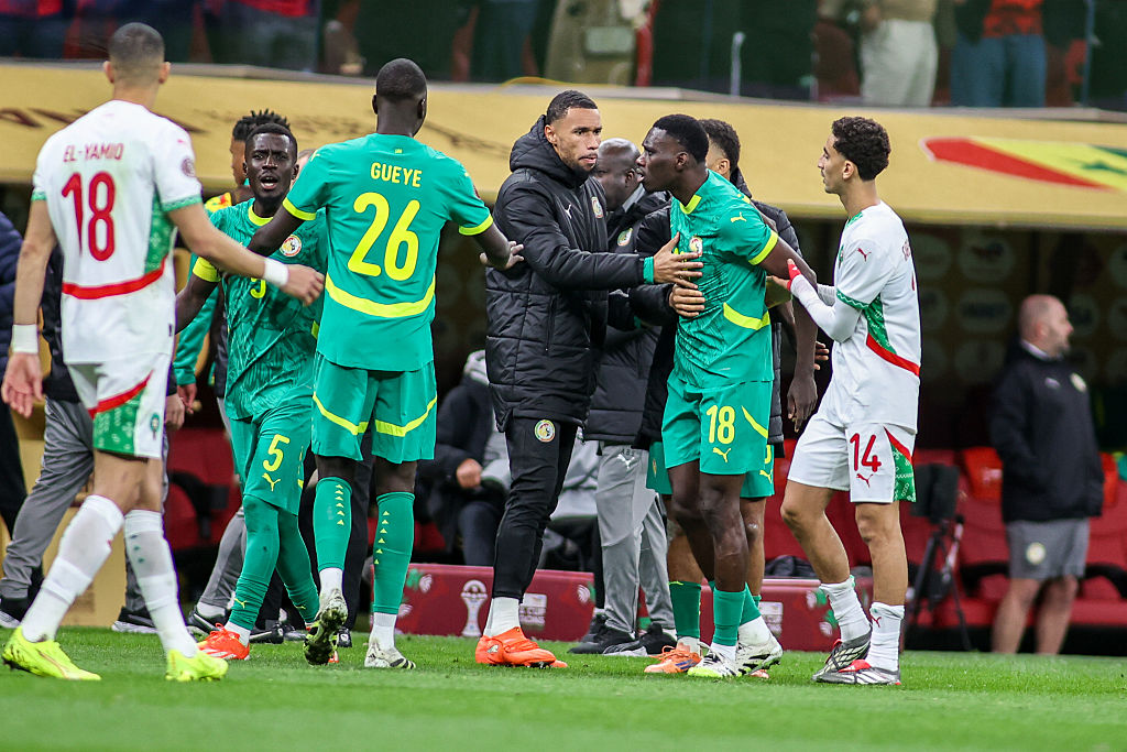 Rabat, Morocco - January 18: Senegal's Ismaila Sarr very angry with referee Jean-Jacques Ndala decision during the Africa Cup Of Nations Final match between Senegal and Morocco at Prince Moulay Abdellah Stadium on January 18, 2026 in Rabat, Morocco. (Photo by Torbjorn Tande/DeFodi Images/DeFodi via Getty Images)