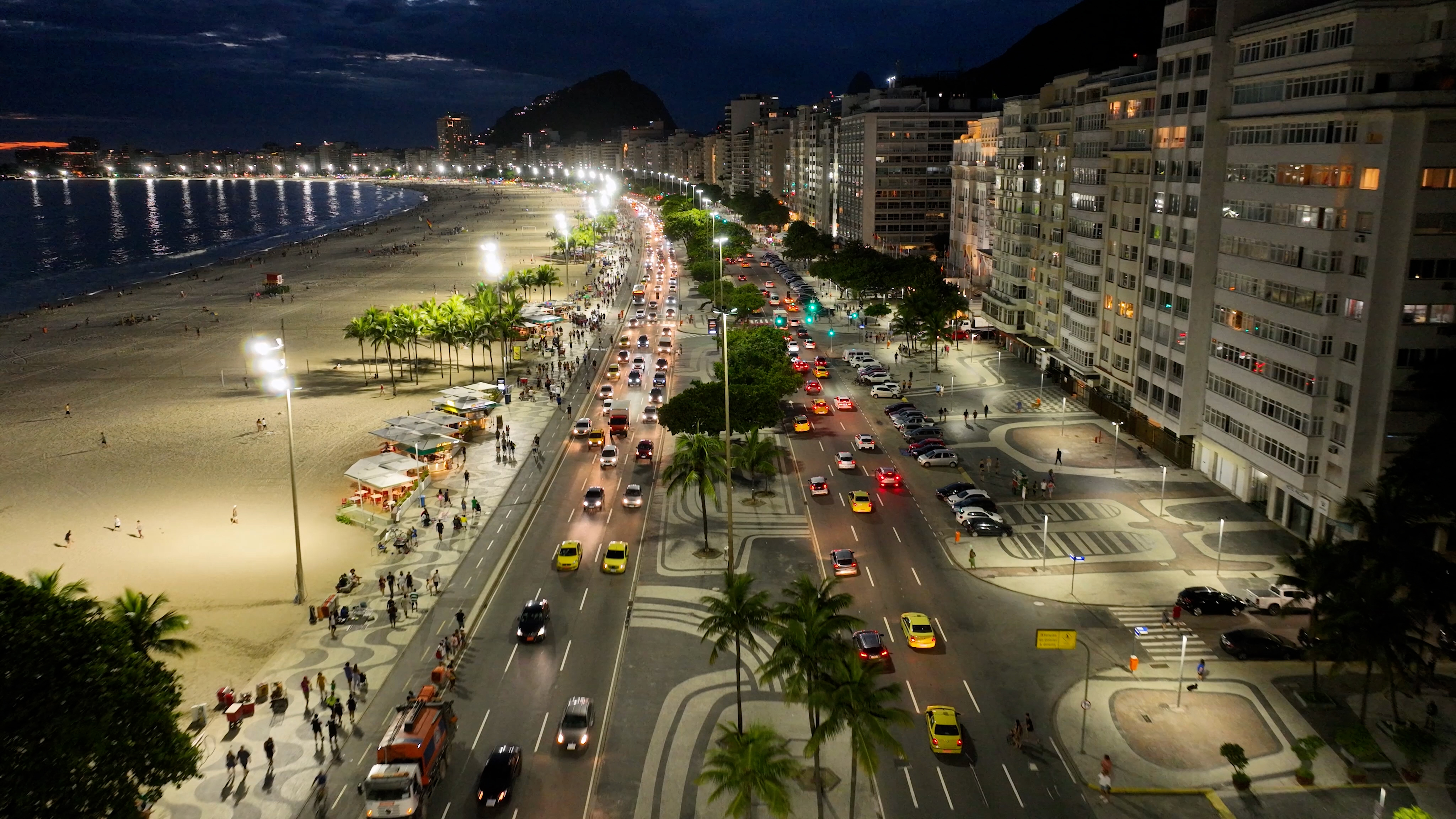 Rio de Janeiro Skyline at Copacabana Beach in Rio de Janeiro Brazil.