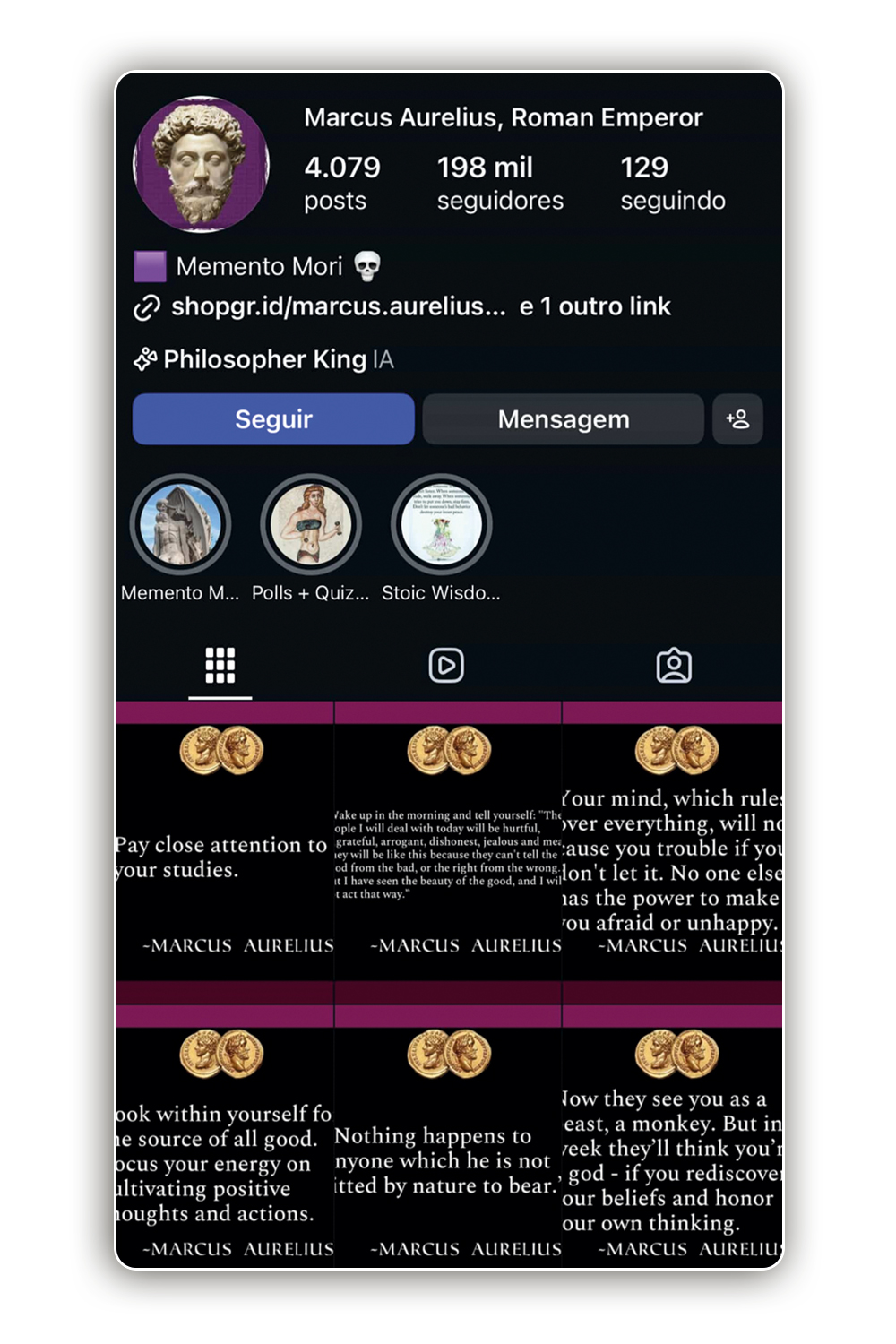 AT&Eacute; NO INSTAGRAM -&ensp;Perfil criado para o pensador na rede social: m&aacute;ximas em posts