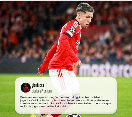 Jogador argentino nega ofensas racistas contra Vinicius Jr.