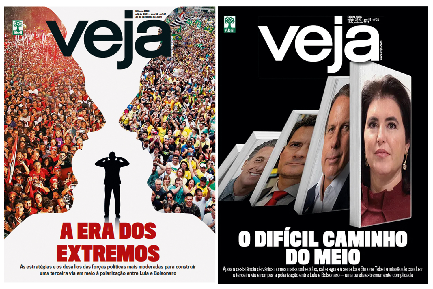CAPAS -&ensp;Reportagens de VEJA: an&aacute;lises sobre o fen&ocirc;meno da polariza&ccedil;&atilde;o no pa&iacute;s