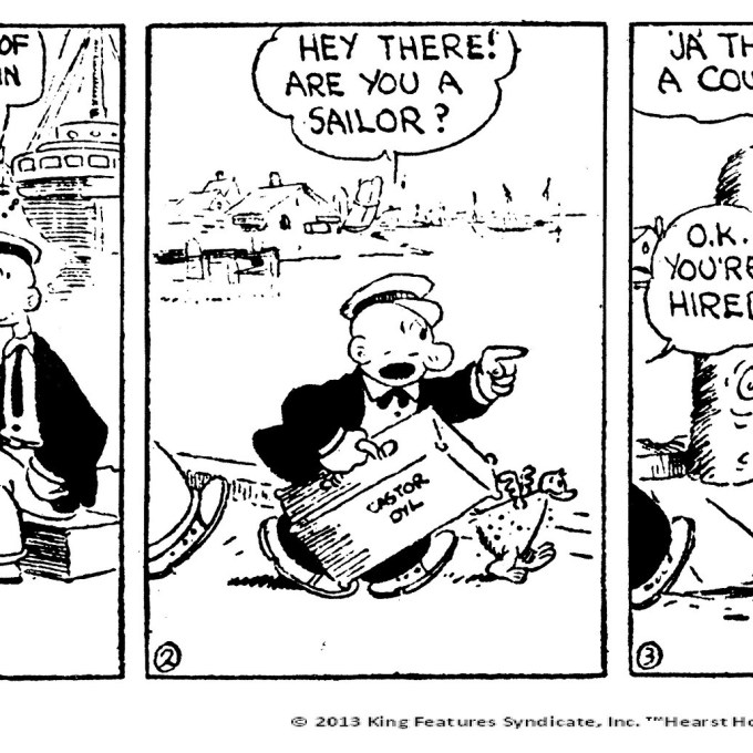 Popeye, o marinheiro raiz, e sua primeira aparição nos quadrinhos