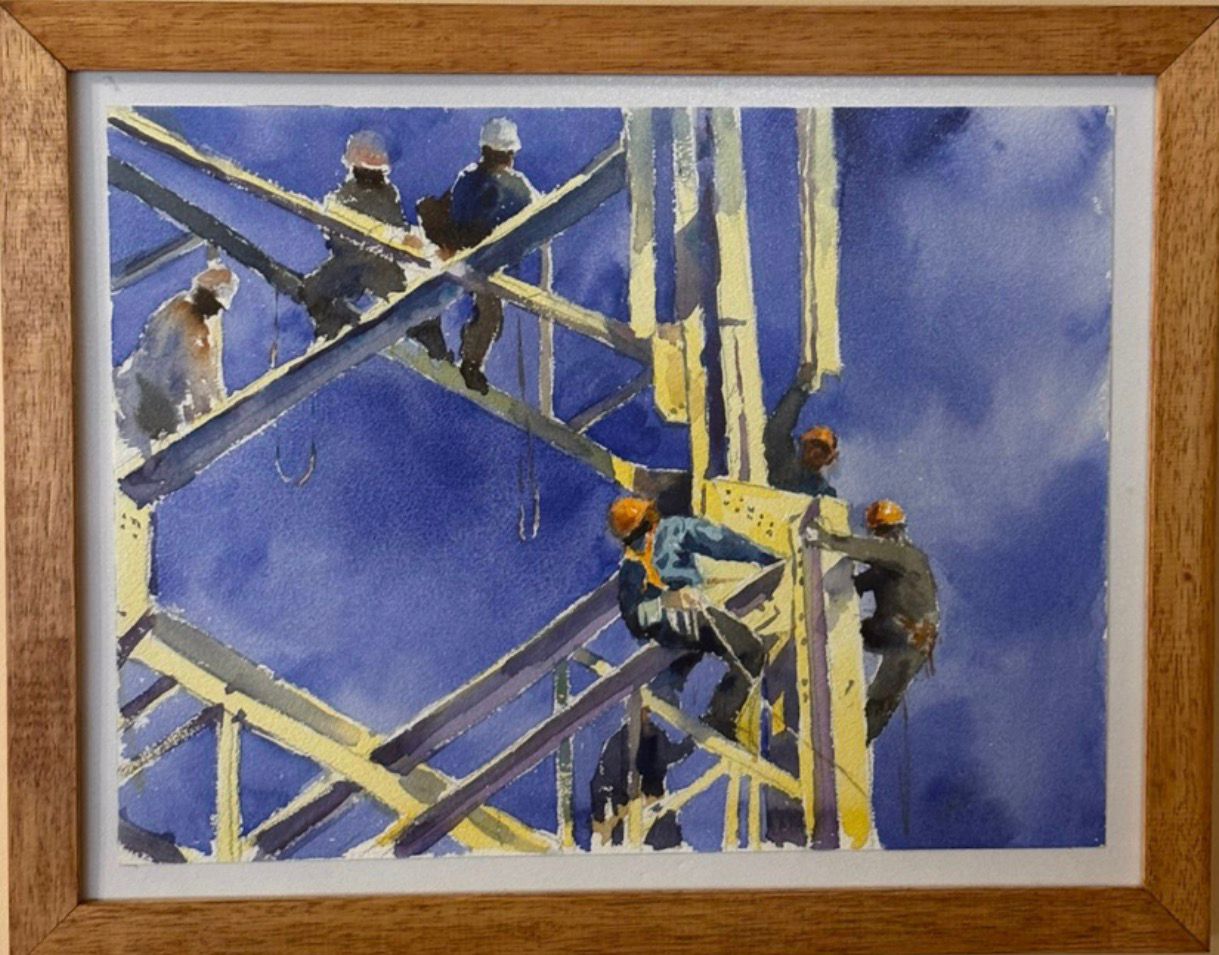 A foto é de Shu Jun,membro do Comitê de Arte da Aguarela e Pastel de Hebei. Atualmente, ele  trabalha no sindicato da Tangshan Power Supply Company da State Grid Jibei Electric Power Company