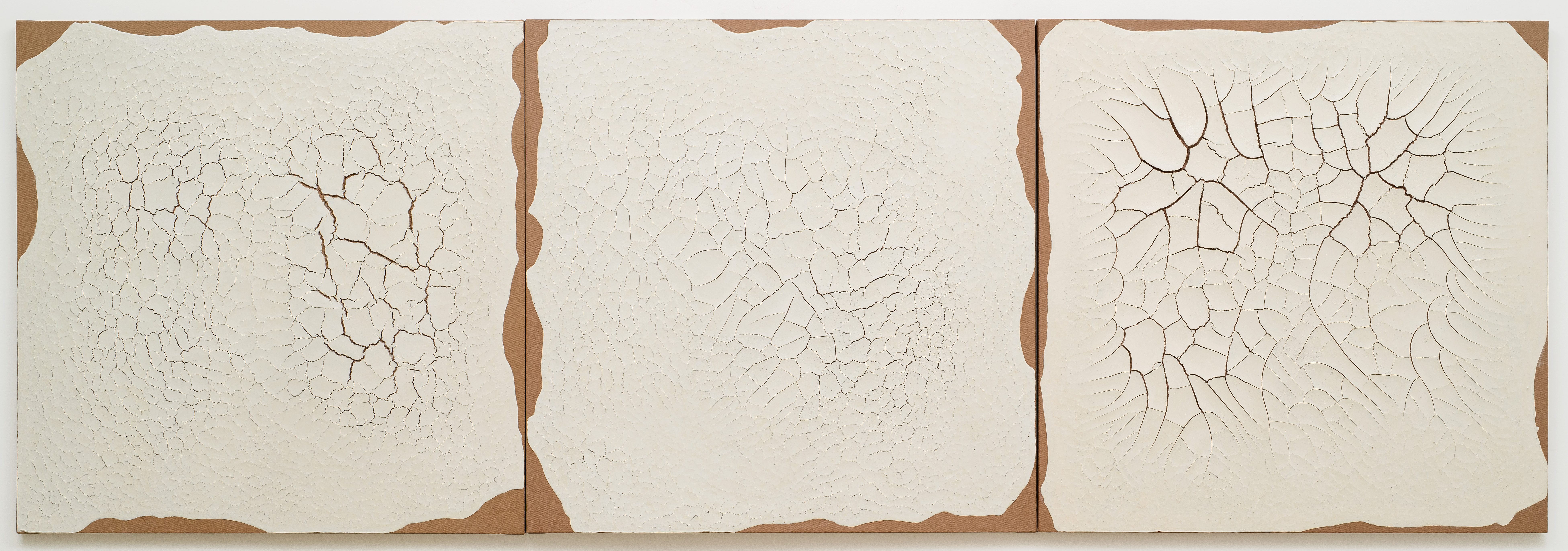 Monocromo Branco #11, 12, 13, 2000, &oacute;leo e gesso sobre tela
