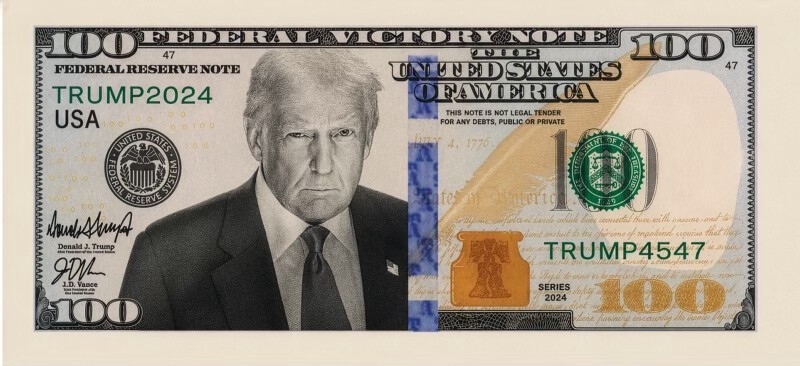 Trump publica imagem de cédula de 100 dólares com seu rosto: ‘Nota da vitória federal’