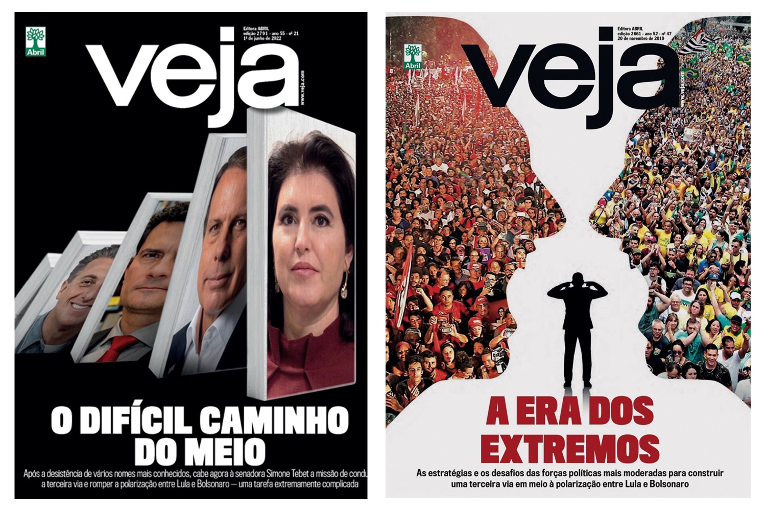 FEN&Ocirc;MENO - Capas recentes de VEJA: um pa&iacute;s dividido
