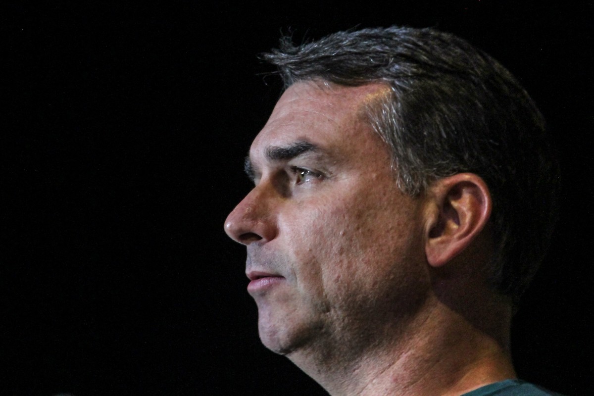 O senador Flávio Bolsonaro (PL-RJ) durante evento em Santa Catarina