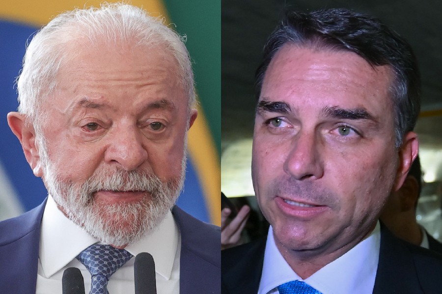 O presidente da República, Luiz Inácio Lula da Silva; e o senador Flávio Bolsonaro (PL-RJ)