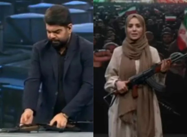 Apresentadores exibem armas na TV iraniana em meio à tensão com EUA