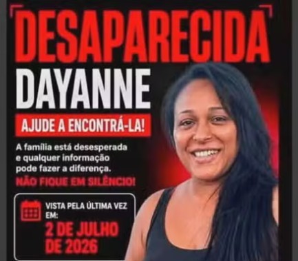 Cartaz informa o desaparecimento de Dayanne Rodrigues, ex-mulher do goleiro Bruno