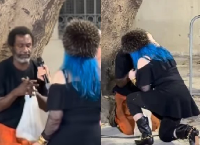 Baby do Brasil faz oração com homem em situação de rua; assista