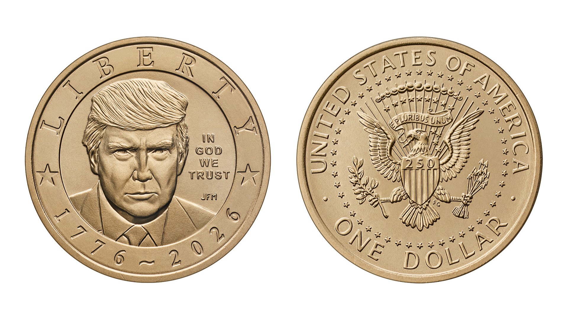 Tesouro emite moedas de US$ 1 com rosto de Trump para aniversário de 250 anos dos EUA